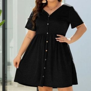 Button down front V Neck Dress